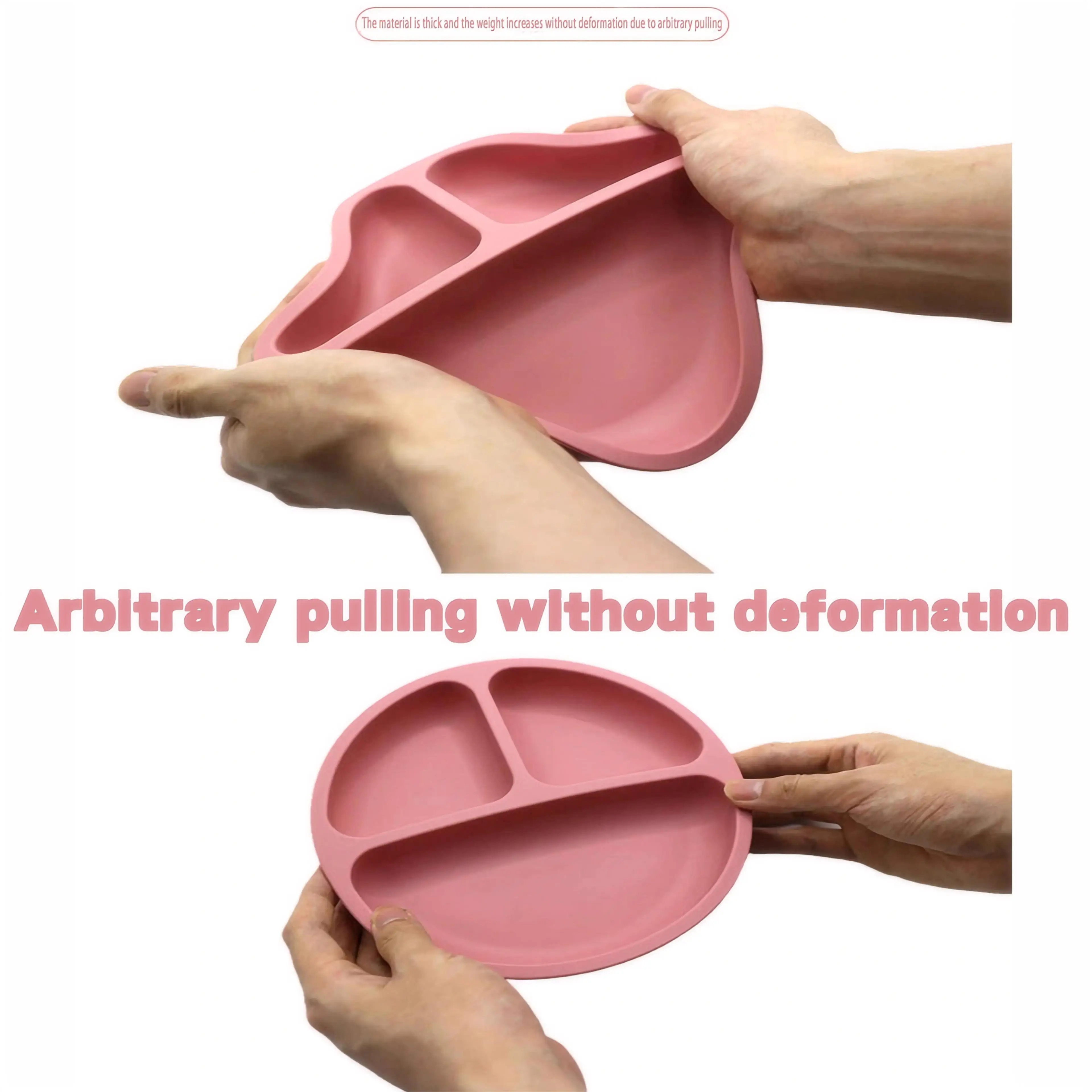 3pcs/Set Silicone Dinner Plate 3 Compartments Reinforced Suction Children's Silicone Bowl